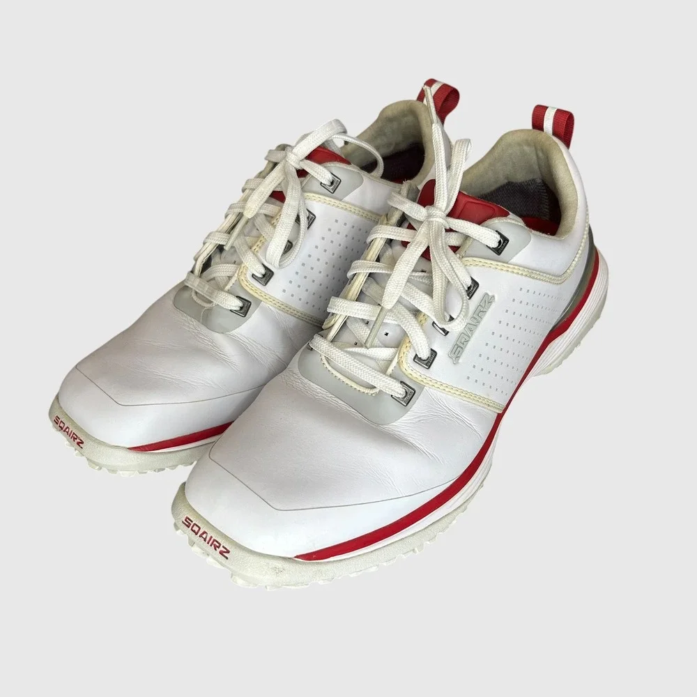 Sqairz Golfcore Performance Golf Shoes Size 9.5 Athletic Sporty White Red